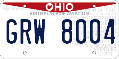 OH license plate GRW8004