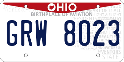 OH license plate GRW8023