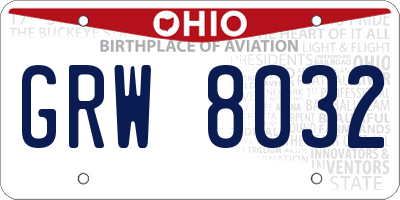OH license plate GRW8032