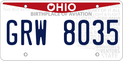 OH license plate GRW8035