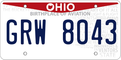 OH license plate GRW8043