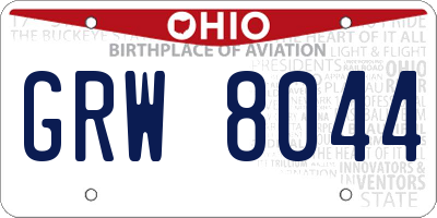 OH license plate GRW8044