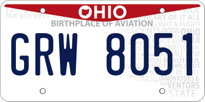 OH license plate GRW8051