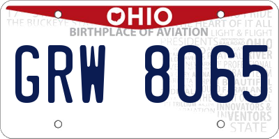 OH license plate GRW8065