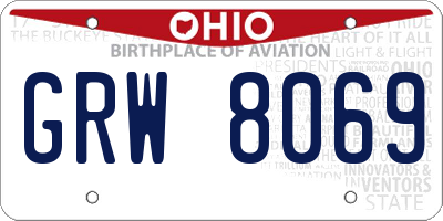 OH license plate GRW8069