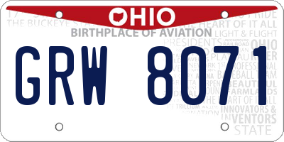 OH license plate GRW8071