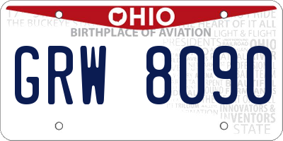 OH license plate GRW8090