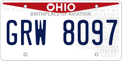 OH license plate GRW8097