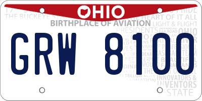 OH license plate GRW8100