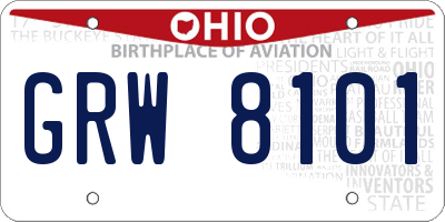 OH license plate GRW8101