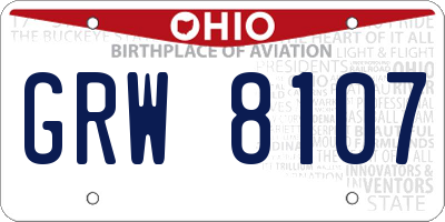 OH license plate GRW8107
