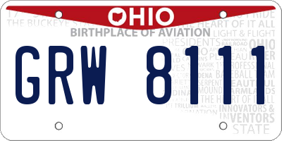 OH license plate GRW8111