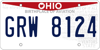OH license plate GRW8124