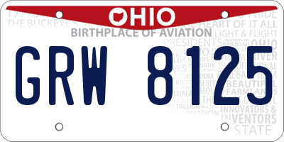 OH license plate GRW8125