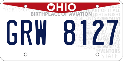 OH license plate GRW8127