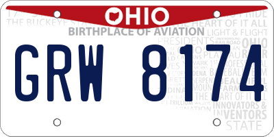 OH license plate GRW8174