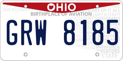 OH license plate GRW8185