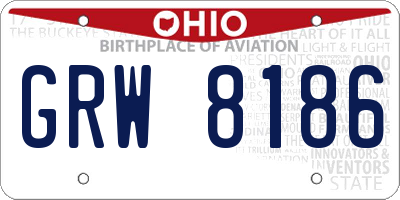 OH license plate GRW8186