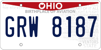 OH license plate GRW8187
