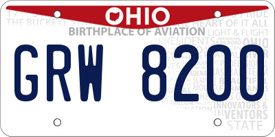 OH license plate GRW8200