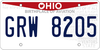 OH license plate GRW8205