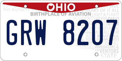 OH license plate GRW8207