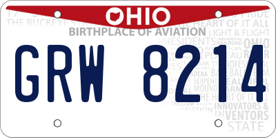 OH license plate GRW8214