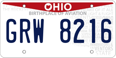 OH license plate GRW8216