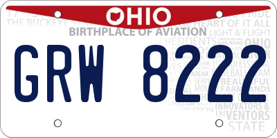 OH license plate GRW8222