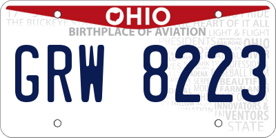 OH license plate GRW8223