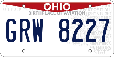 OH license plate GRW8227