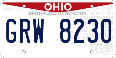 OH license plate GRW8230