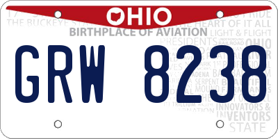 OH license plate GRW8238