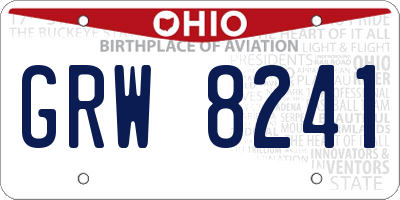 OH license plate GRW8241