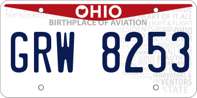 OH license plate GRW8253