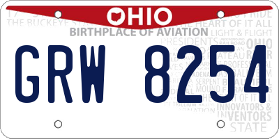 OH license plate GRW8254