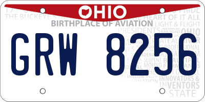 OH license plate GRW8256