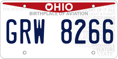 OH license plate GRW8266