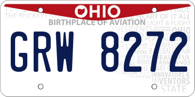 OH license plate GRW8272