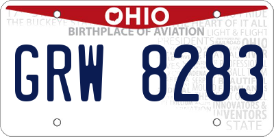 OH license plate GRW8283