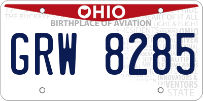OH license plate GRW8285