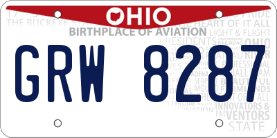 OH license plate GRW8287