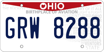 OH license plate GRW8288