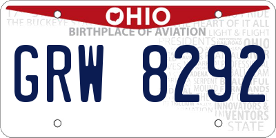 OH license plate GRW8292