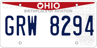 OH license plate GRW8294