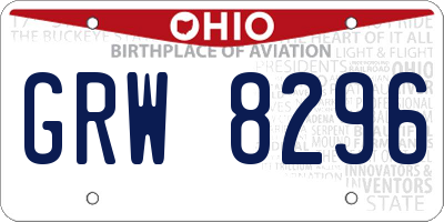 OH license plate GRW8296