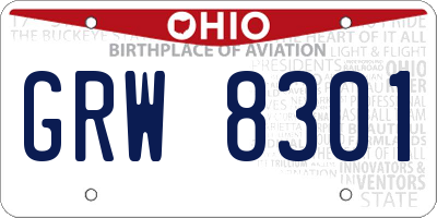 OH license plate GRW8301