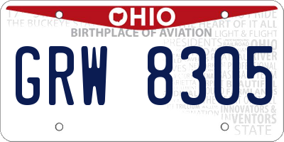 OH license plate GRW8305