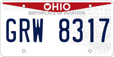 OH license plate GRW8317