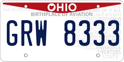 OH license plate GRW8333